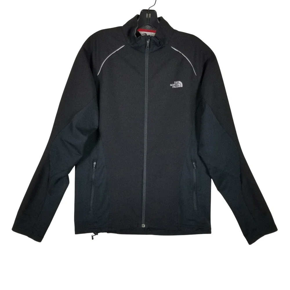 The North Face Softshell Jacket Mens Medium Black Reflective Full Zip Techwear